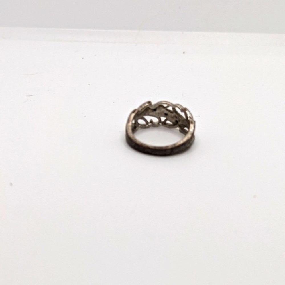 Silver band leaf pattern ring - Picture 3 of 3